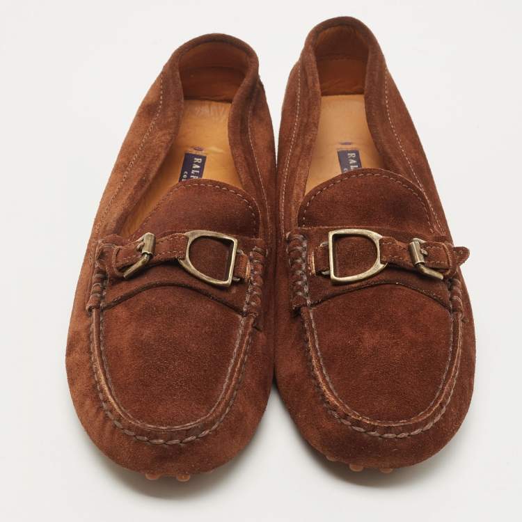 Pre Owned Ralph Lauren Collection Brown Suede Loafers Size 37.5