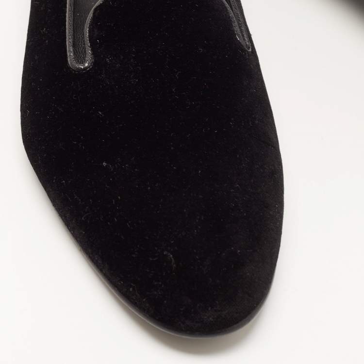 Pre Owned Ralph Lauren Collection Black Velvet Smoking Slippers Size 40.5