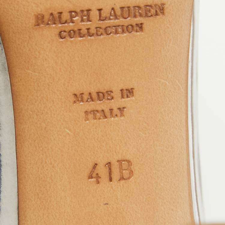Pre Owned Ralph Lauren Collection Silver Leather Ankle Strap Sandals Size 41