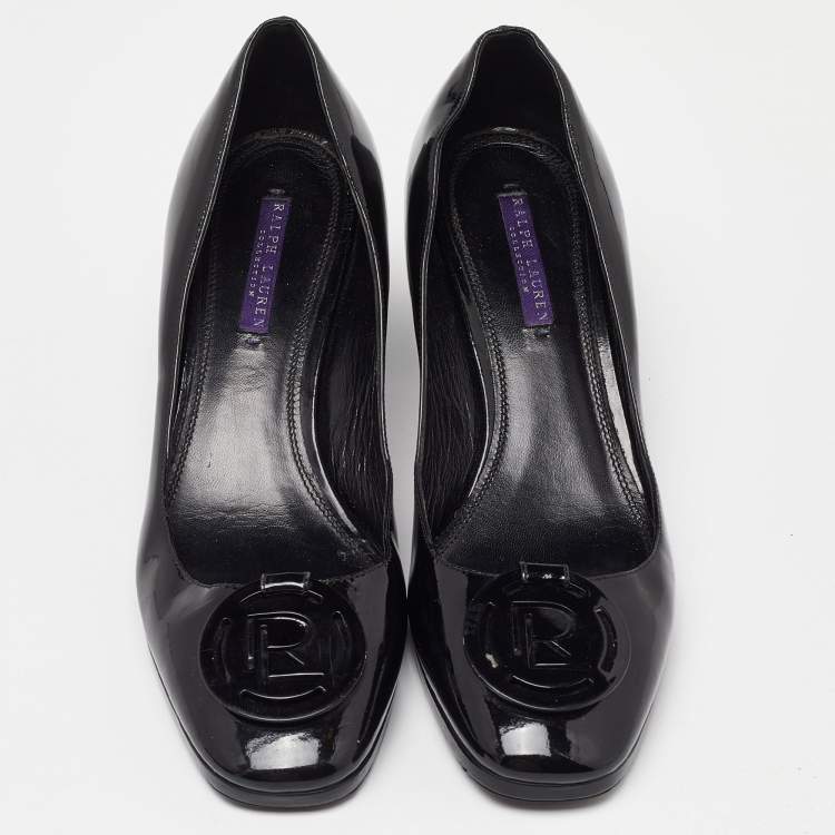 Pre Owned Ralph Lauren Collection Black Patent Leather Block Heel Pumps Size 40