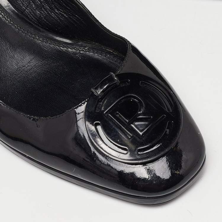 Pre Owned Ralph Lauren Collection Black Patent Leather Block Heel Pumps Size 40