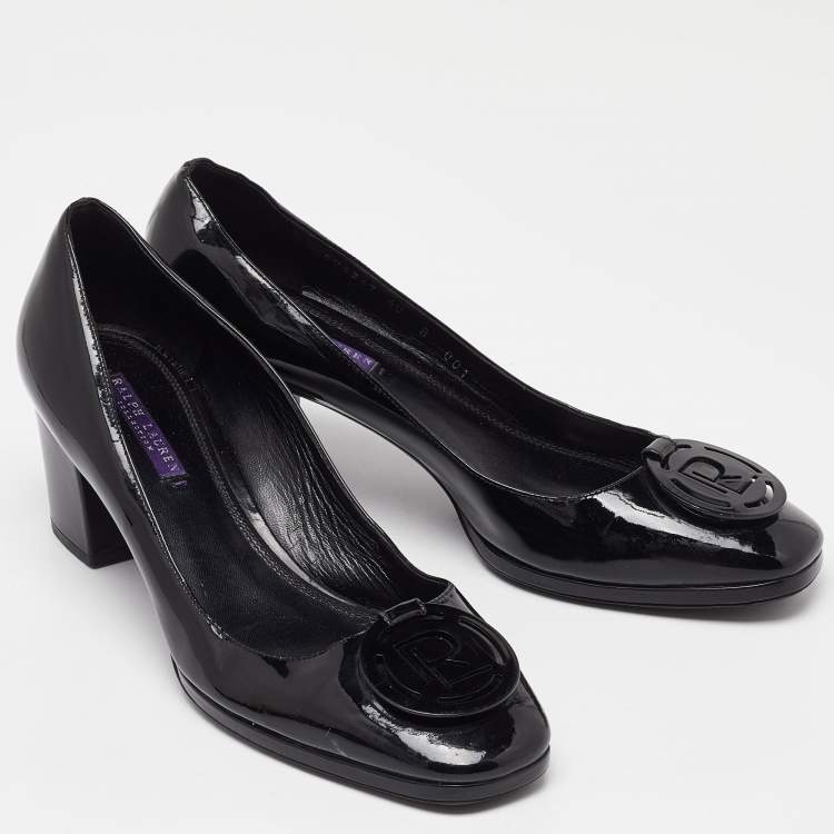 Pre Owned Ralph Lauren Collection Black Patent Leather Block Heel Pumps Size 40
