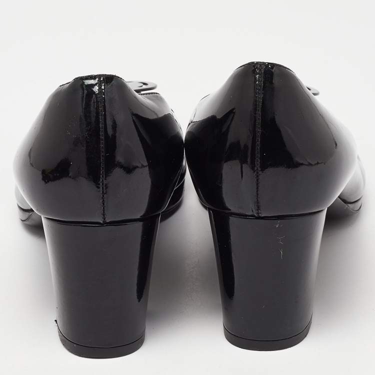 Pre Owned Ralph Lauren Collection Black Patent Leather Block Heel Pumps Size 40