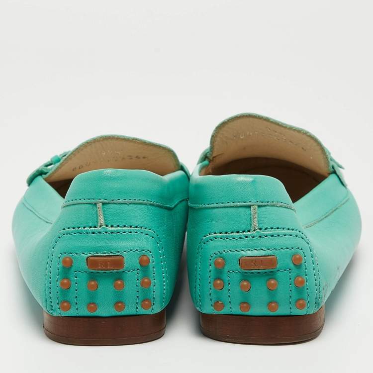 Pre Owned Ralph Lauren Collection Blue Leather Buckle Loafers Size 40