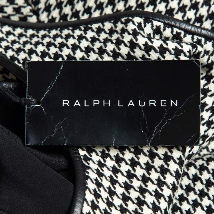 Pre Owned Ralph Lauren Black/White Houndstooth Wool Flounce Mini Dress S