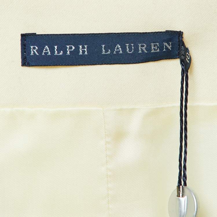 Pre Owned Ralph Lauren Yellow Wool Crest Detail Blazer L