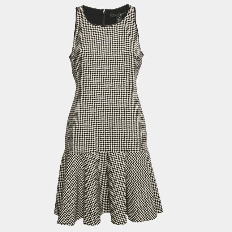 Ralph Lauren Black White Houndstooth Wool Flounce Mini Dress M Ralph Lauren TLC