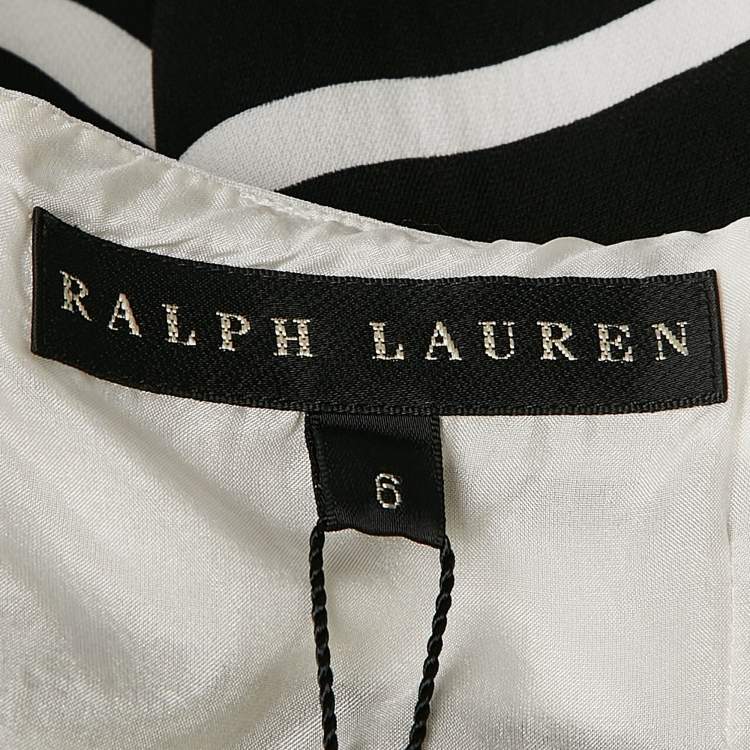 Pre Owned Ralph Lauren Black/White Stripe Crepe Mini Dress M