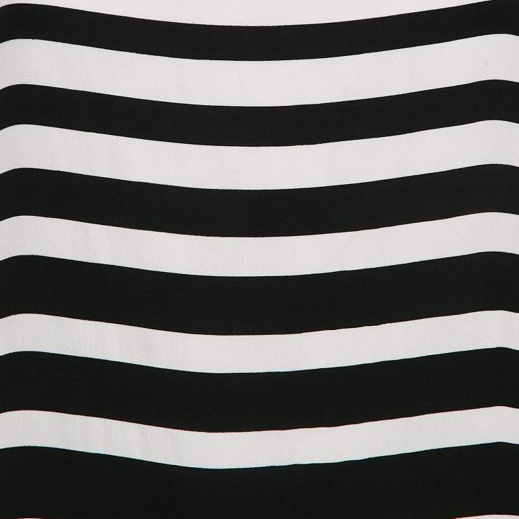 Pre Owned Ralph Lauren Black/White Stripe Crepe Mini Dress M