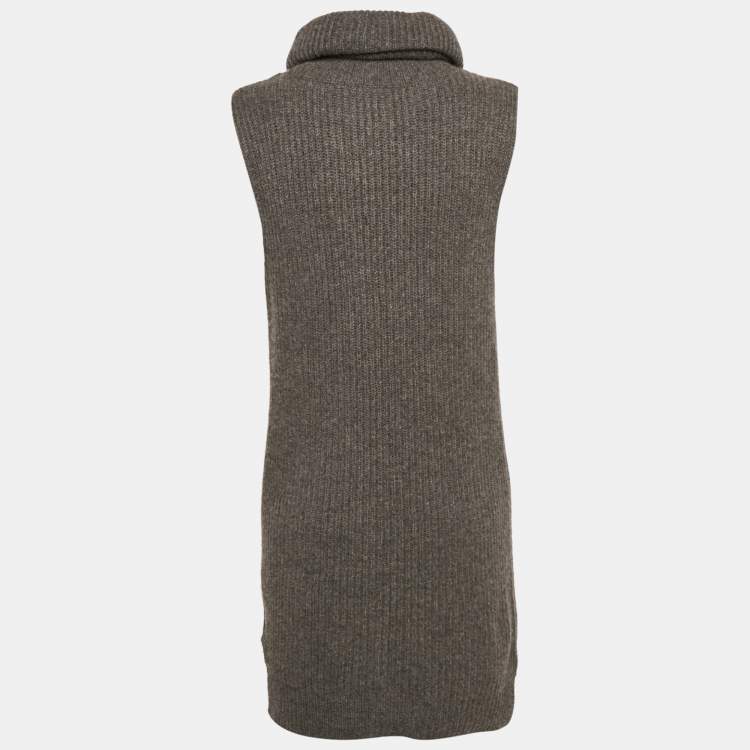 Pre Owned Ralph Lauren Grey Mélange Wool Turtle Neck Sweater Dress M