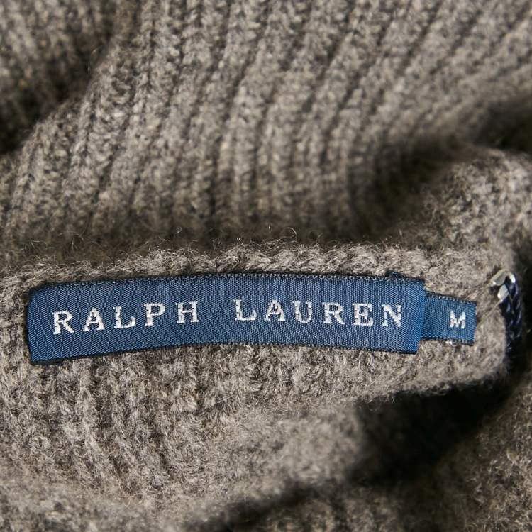 Pre Owned Ralph Lauren Grey Mélange Wool Turtle Neck Sweater Dress M