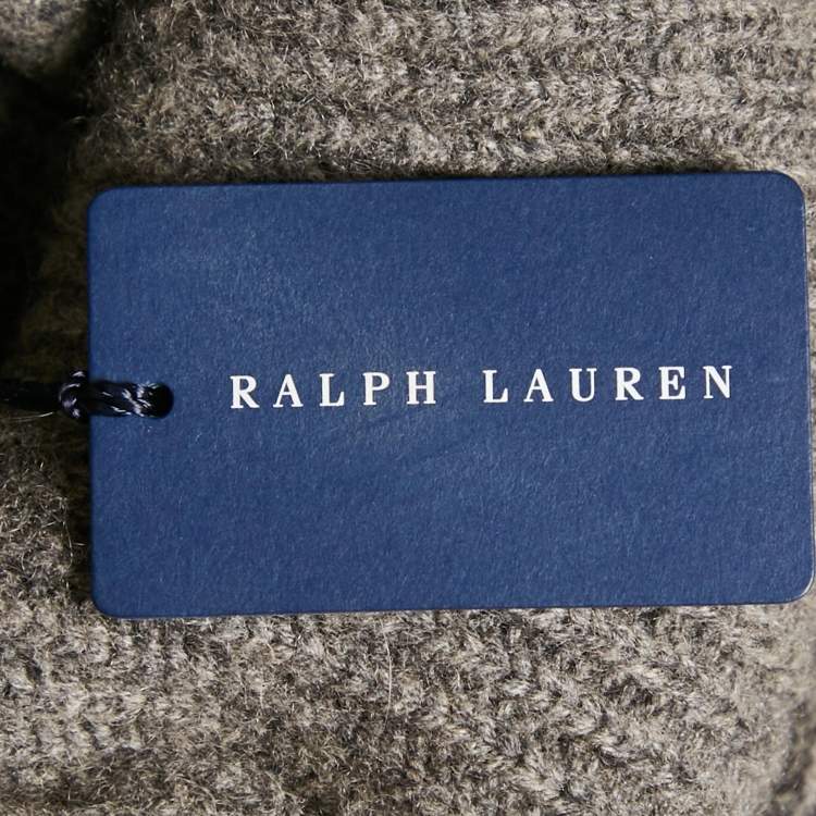 Pre Owned Ralph Lauren Grey Mélange Wool Turtle Neck Sweater Dress M