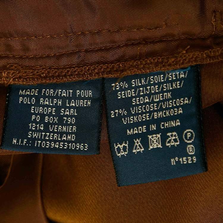 Pre Owned Ralph Lauren Desert Copper Brown Satin Pleated Serena Trousers L