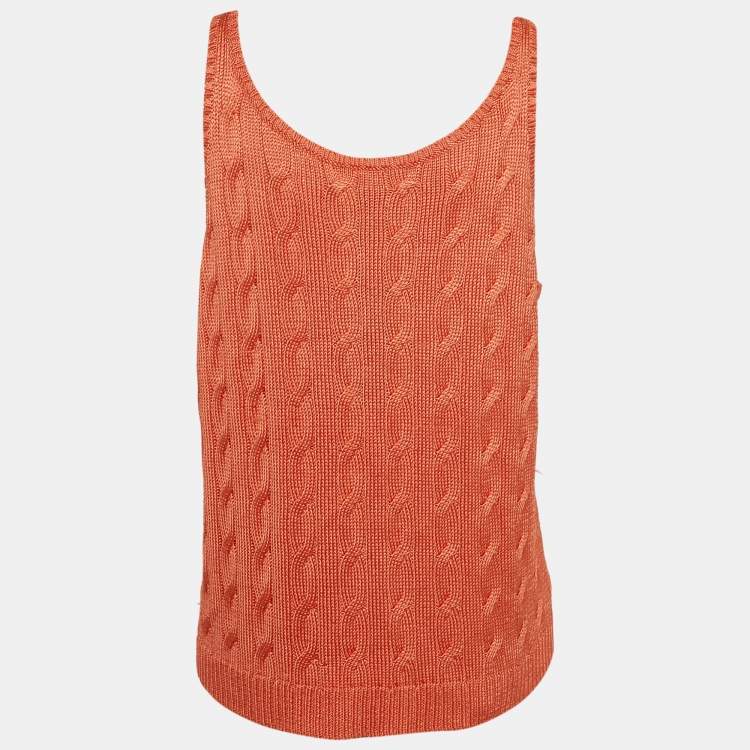 Pre Owned Ralph Lauren Orange Cable Knit Tank Top XL