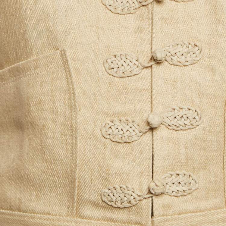 Pre Owned Ralph Lauren Cream Linen Cropped Vest M