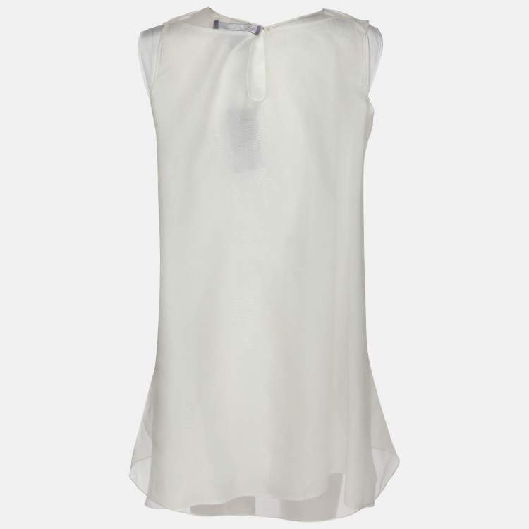 مملوكة مسبقًا Ralph Lauren White Knit Sleeveless Tops S
