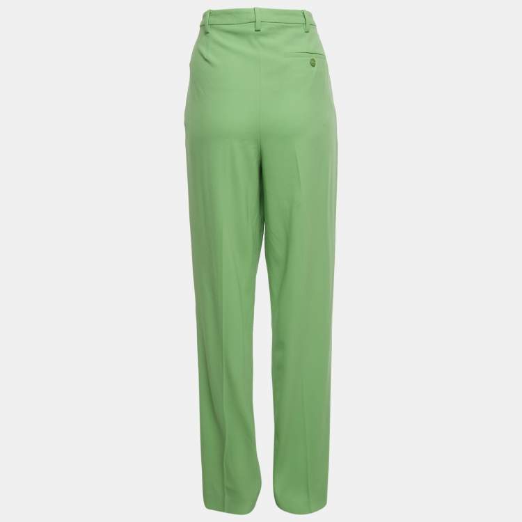 Pre Owned Ralph Lauren Green Wool Straight Leg Trousers M