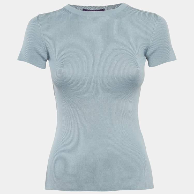 Pre Owned Ralph Lauren Powder Blue Silk Knit Top XS 