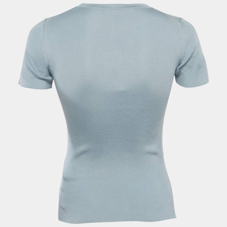 Pre Owned Ralph Lauren Powder Blue Silk Knit Top XS 