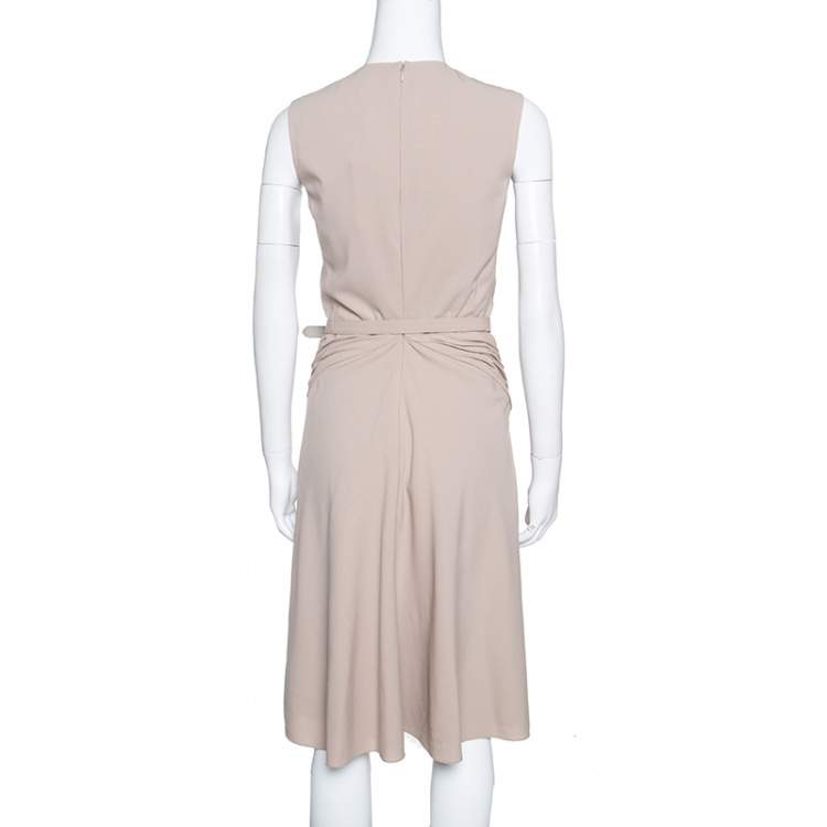 Pre Owned Ralph Lauren Brown Wool Gathered Belted Louisa Dress S