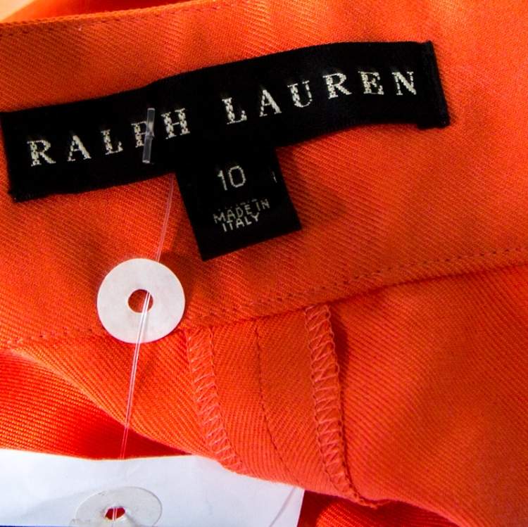 مملوكة مسبقًا Ralph Lauren Coral Silk Side Button Detail Wide Leg Pants L