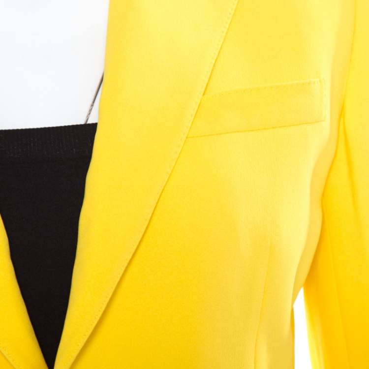 Pre Owned Ralph Lauren Collection Yellow Silk Crepe Keaton Jacket S