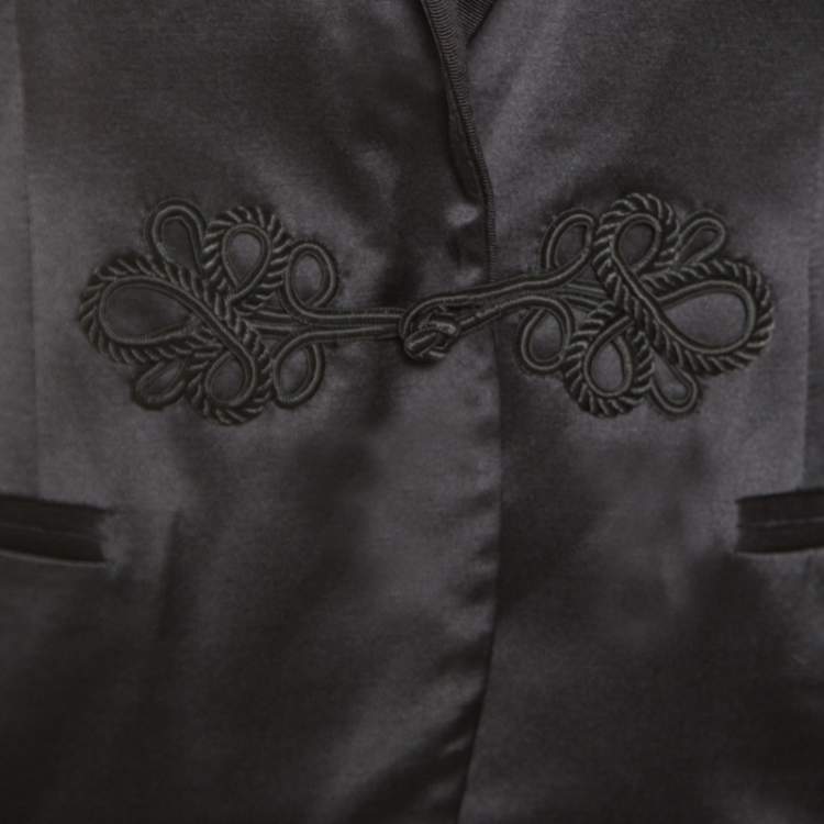 مملوكة مسبقًا Ralph Lauren Black Satin Frog Button Detail Holiday Monika Blazer S