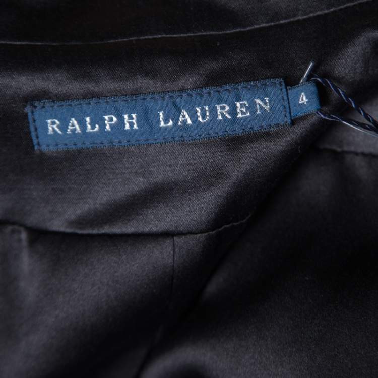 مملوكة مسبقًا Ralph Lauren Black Satin Frog Button Detail Holiday Monika Blazer S