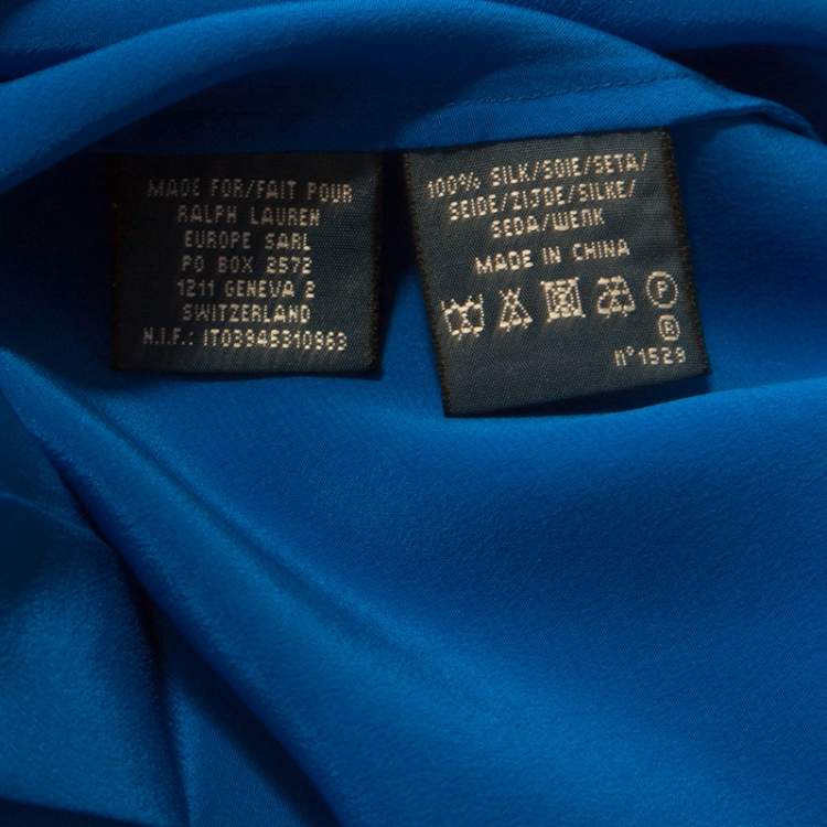 Pre Owned Ralph Lauren Ocean Blue Silk Button Front Safari Shirt M