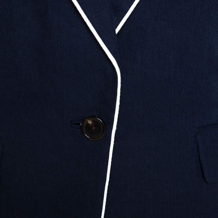 مملوكة مسبقًا Ralph Lauren Navy Blue Linen Cynthia Jacket L