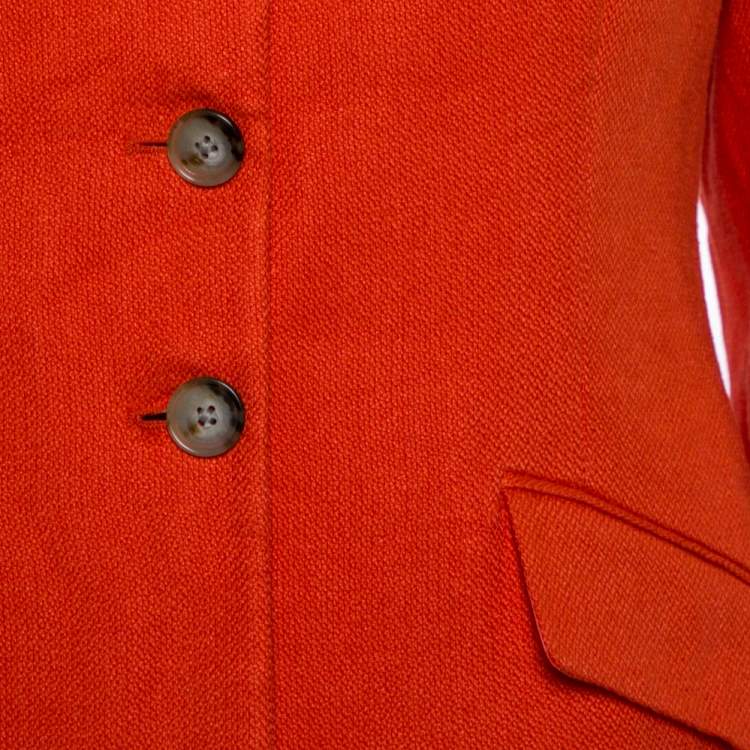 Pre Owned Ralph Lauren Coral Red Linen Tweed Middleton Blazer L