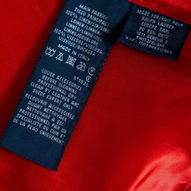 Pre Owned Ralph Lauren Coral Red Linen Tweed Middleton Blazer L