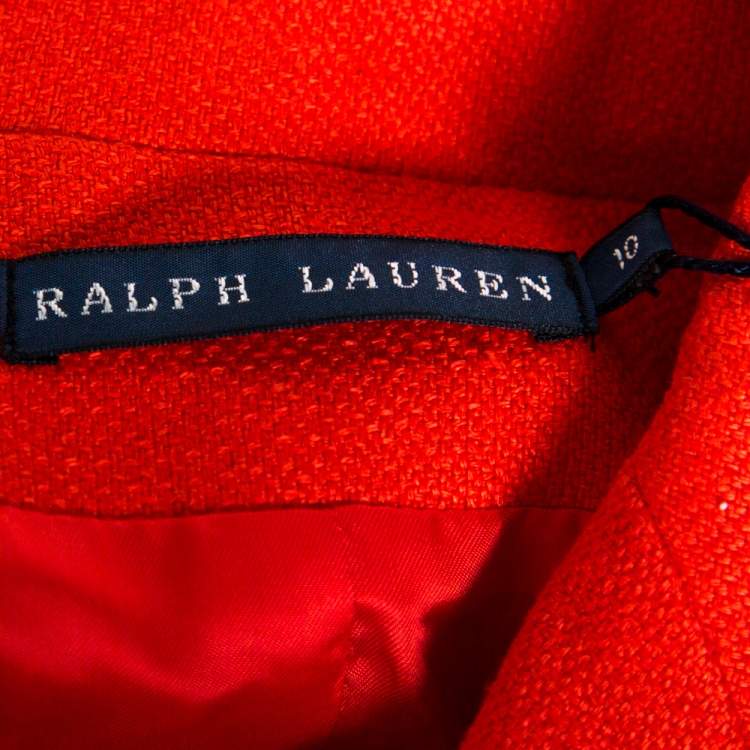 Pre Owned Ralph Lauren Coral Red Linen Tweed Middleton Blazer L