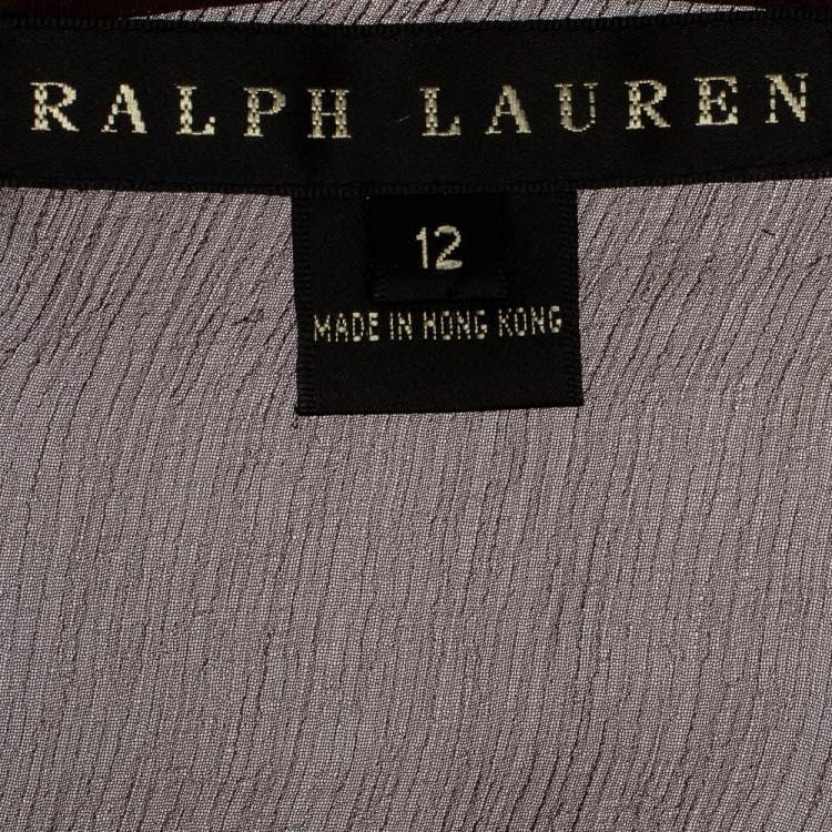Pre Owned Ralph Lauren Brown Silk Ruffle detail Sheer Top L