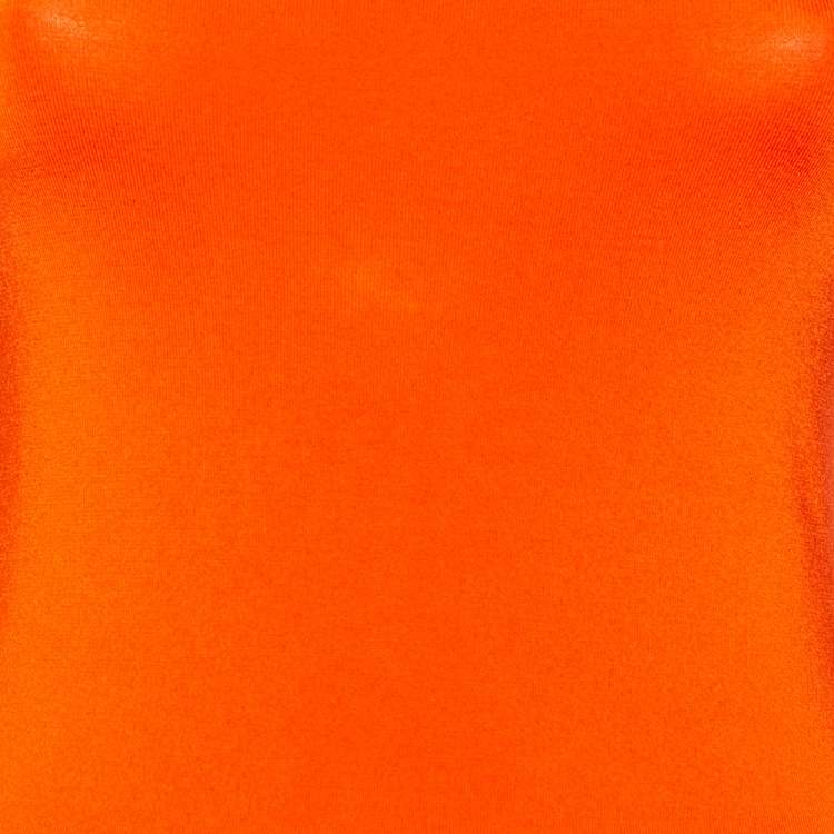 Pre Owned Ralph Lauren Orange Knit Off Shoulder Top XS