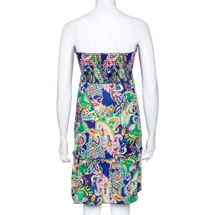 Pre Owned Ralph Lauren Multicolored Paisley Printed Cotton Smocked Beach Dress L 