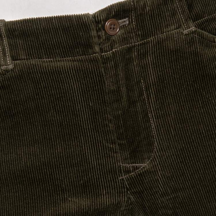 مملوكة مسبقًا Ralph Lauren Green Corduroy & Suede Patch Detail Polo Pants M