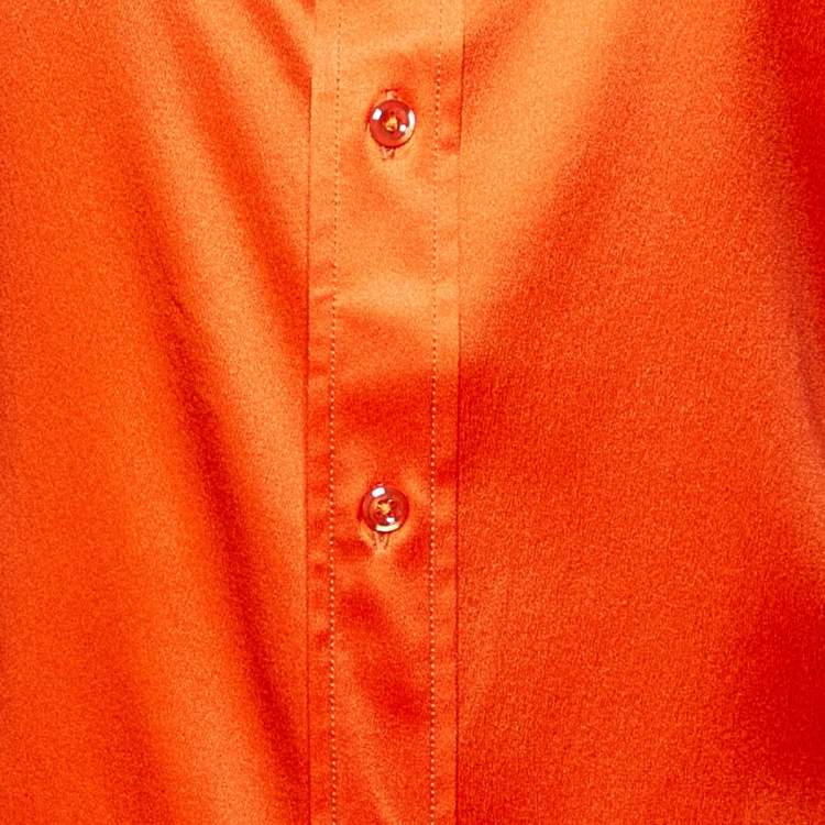 Pre Owned Ralph Lauren Orange Silk Button Front Shirt L