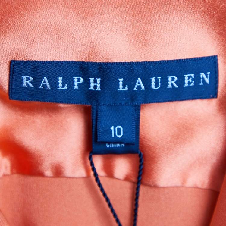 Pre Owned Ralph Lauren Orange Silk Button Front Shirt L
