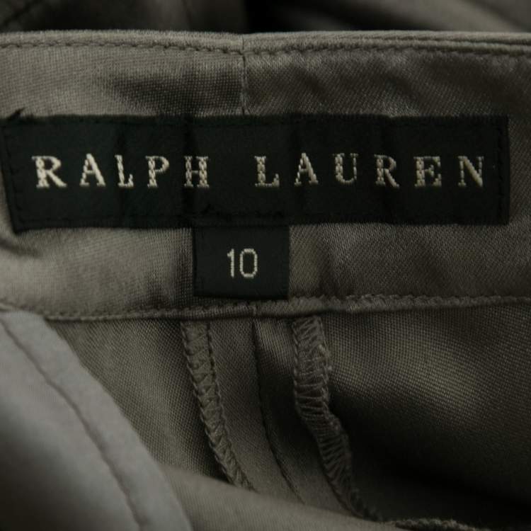 Pre Owned Ralph Lauren Grey Satin Silk Tailored Pant L