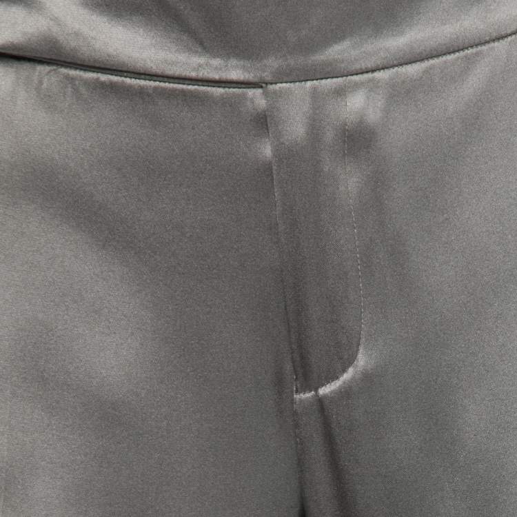 Pre Owned Ralph Lauren Grey Satin Silk Tailored Pant L