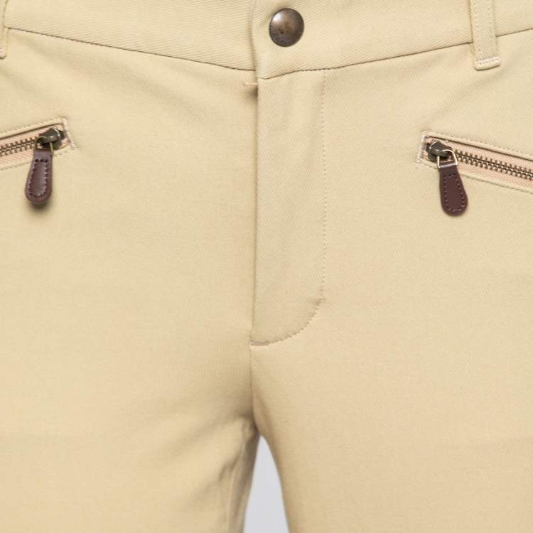 Pre Owned Ralph Lauren Beige Cotton Suede Patch Pants M Waist 28" 