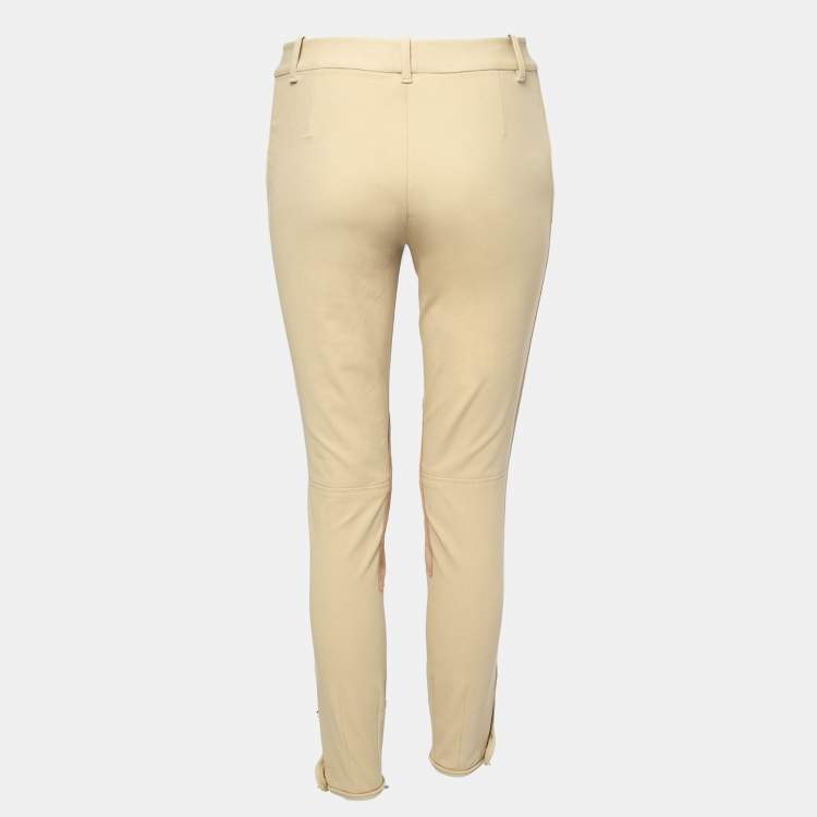 Pre Owned Ralph Lauren Beige Cotton Suede Patch Pants M Waist 28" 