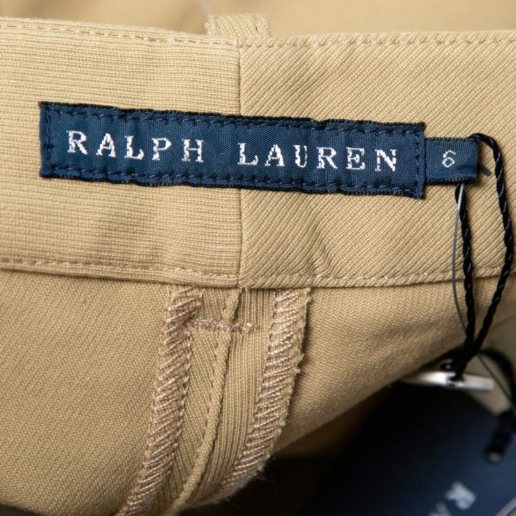 Pre Owned Ralph Lauren Beige Cotton Suede Patch Pants M Waist 28" 