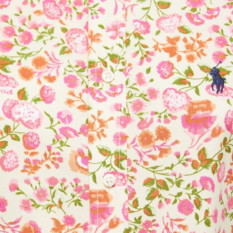Pre Owned Ralph Lauren Multicolor Floral Cotton Knit Long Sleeve Shirt M