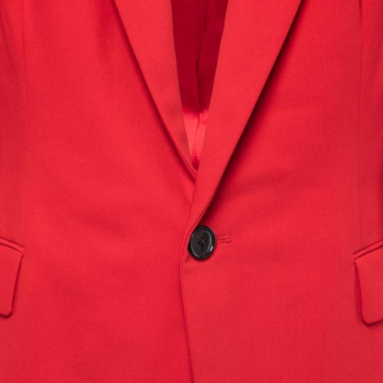 Pre Owned Ralph Lauren Red Wool Single Button Blazer L