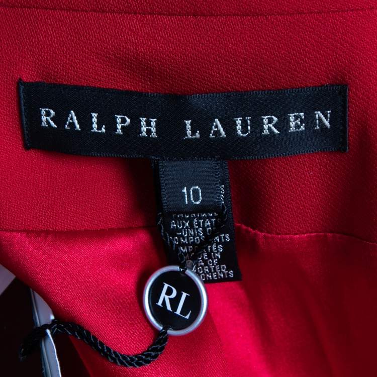 Pre Owned Ralph Lauren Red Wool Single Button Blazer L
