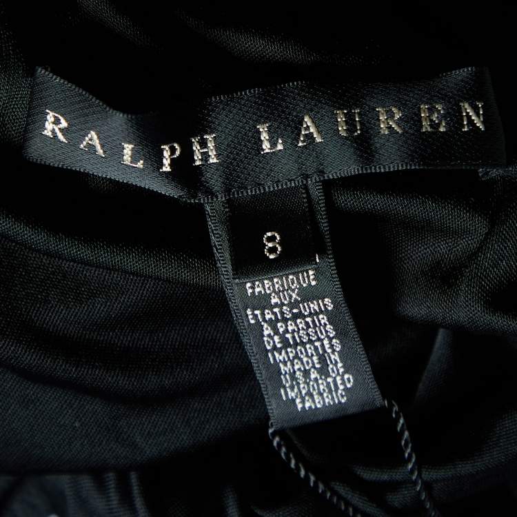 Pre Owned Ralph Lauren Black Jersey Draped Midi Skirt M