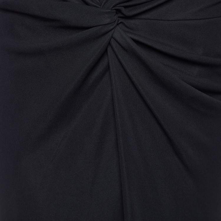 Pre Owned Ralph Lauren Black Jersey Draped Midi Skirt M
