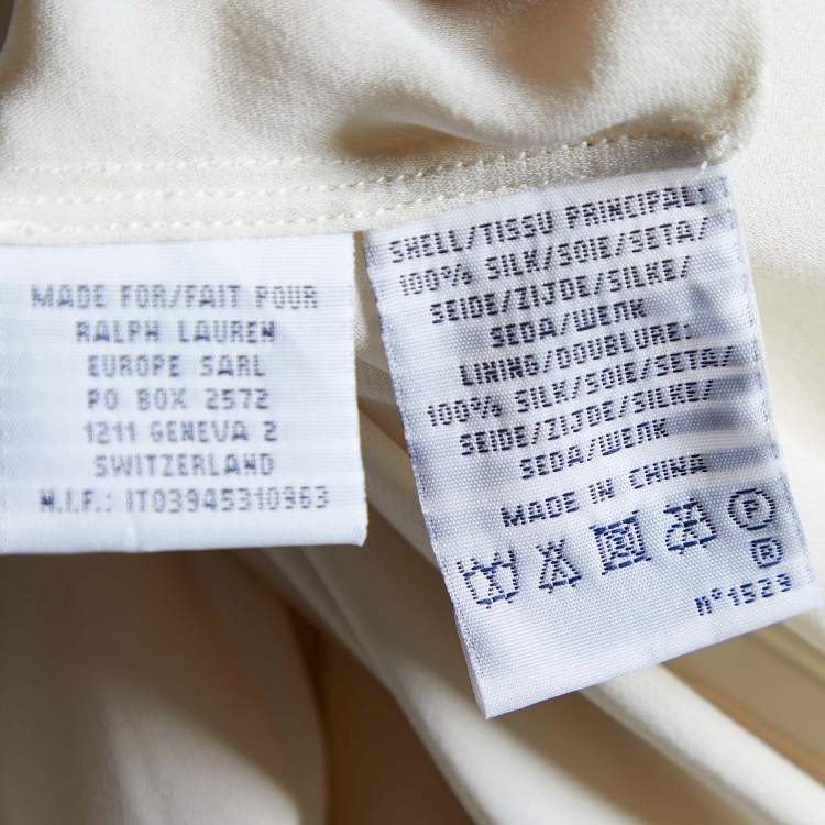Pre Owned Ralph Lauren Off -White Pleated Silk Culottes S